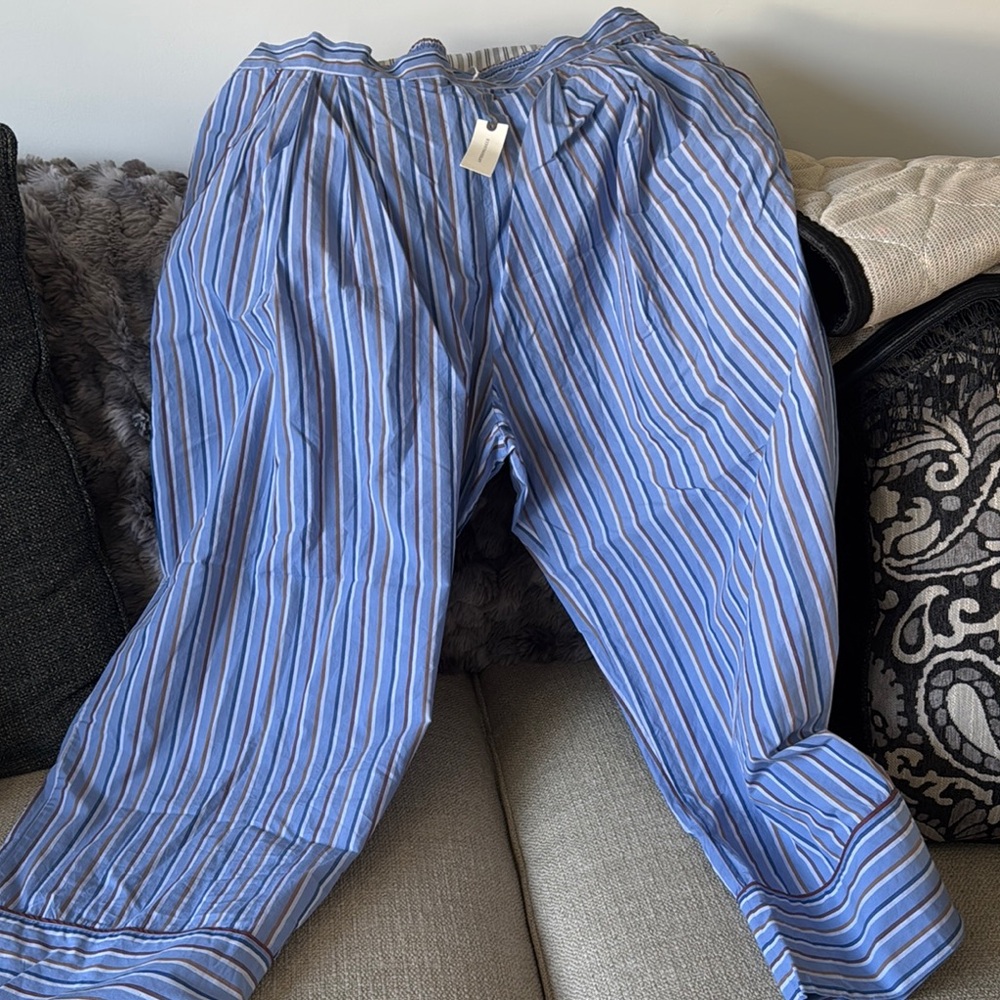 Anthropologie stripped blue pants
